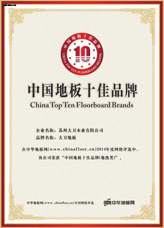 大衛(wèi)榮獲“中國地板十佳品牌（地?zé)犷悾?jpg
